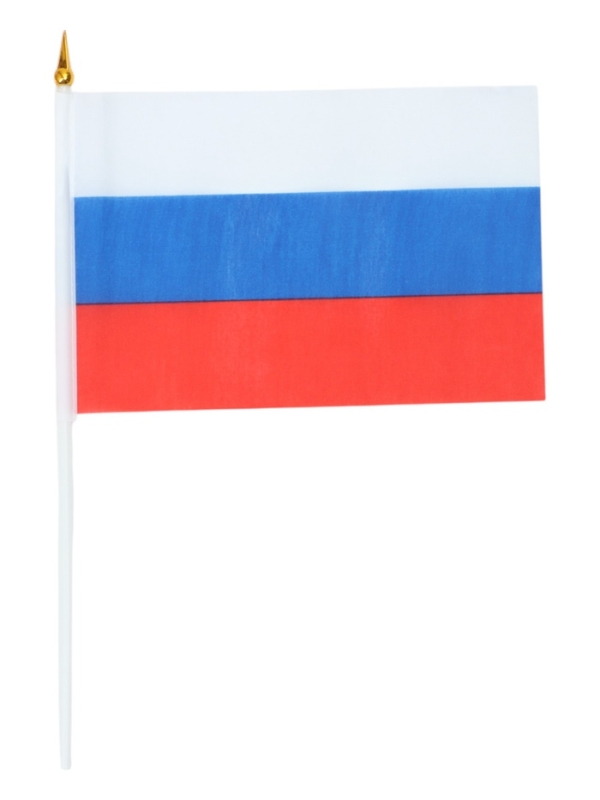 Флаг России с гербом, 14 х 10.5 см, флагшток 24 х 5.5 см, набор 12 штук, полиэстер