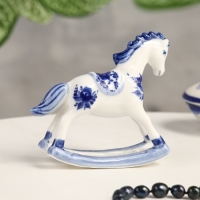 Сувенир гжель &laquo;Конь-качалка&raquo;, бело-синий,керамика,