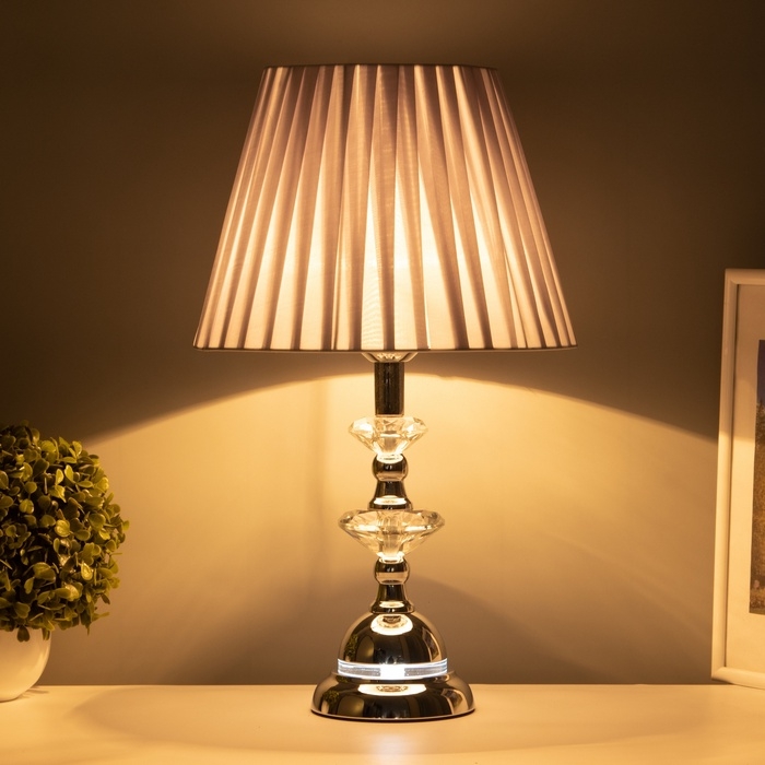 Лампа настольная "Антураж" 1х40Вт Е27+ LED подсветка 3Вт хром 28х28х46см