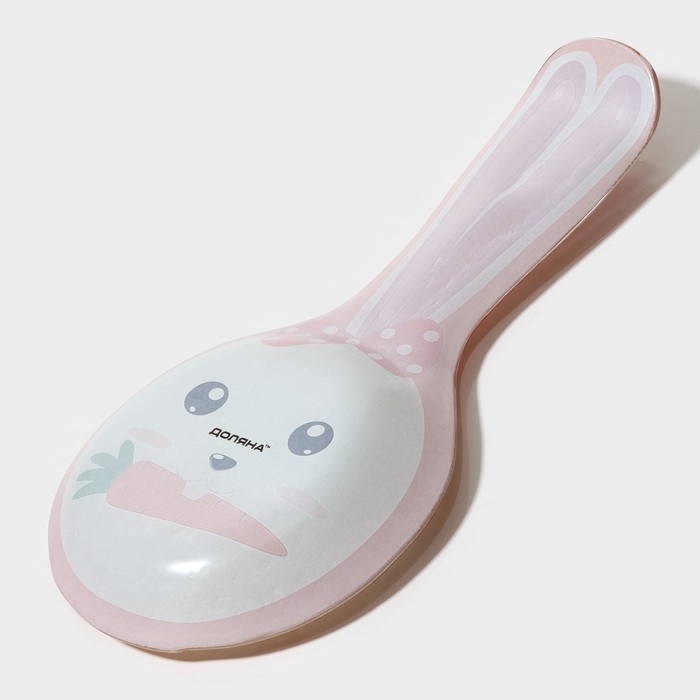 Подставка стеклянная под ложку Доляна &laquo;Зайка и морковка&raquo;, цвет оранжевый