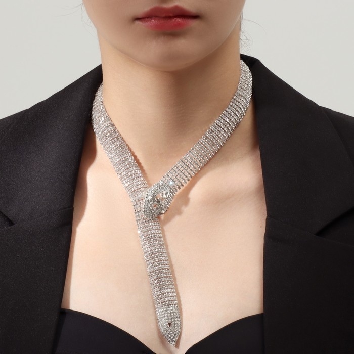 Колье «Лёд» змея, цвет белый в серебре, 40 см Колье «Лёд» змея, цвет белый в серебре, 40 см