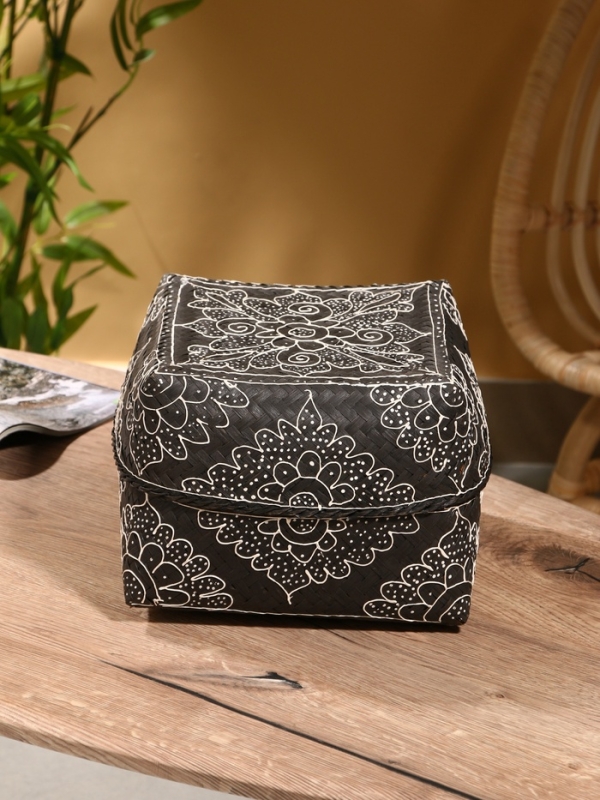 Корзинка плетеная "Бонтанг" бамбук 24х24х15 см, тёмная