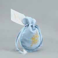 Мешок замшевый  &laquo;Цветы&raquo;, синий, тиснение, 9 &times; 12 см