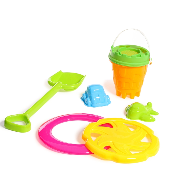 Песочный набор №3 «Пончик»: ведро, сито, кольцо, звезда, 2 формочки, лопата, МИКС Песочный набор №3 «Пончик»: ведро, сито, кольцо, звезда, 2 формочки, лопата, МИКС