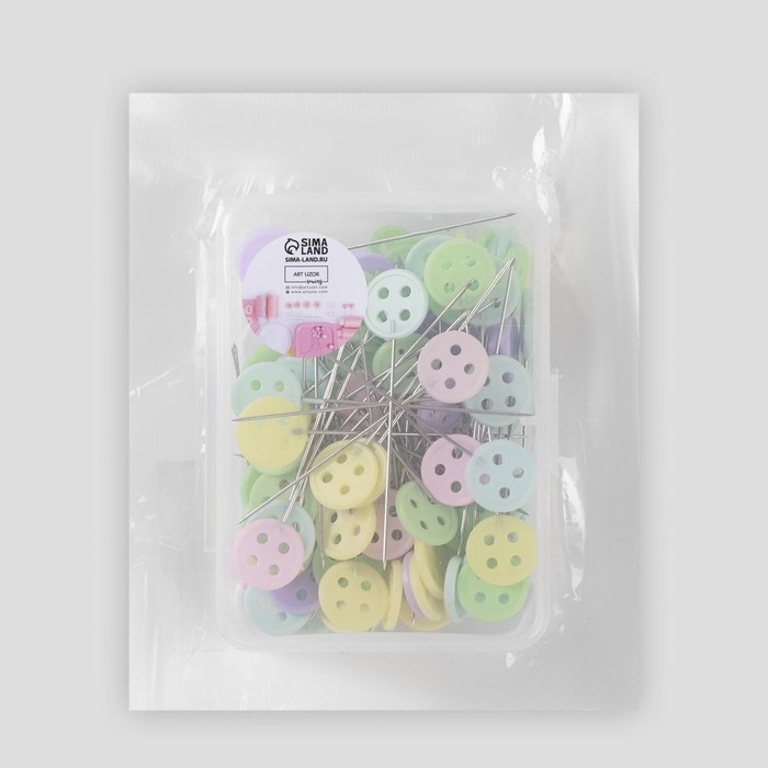 Булавки для квилтинга &laquo;Пуговки&raquo;, 46 мм, 100 шт, цвет разноцветный