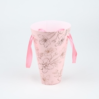 Пакет для цветов конусный круглый складной на лентах &laquo;Цветы&raquo;, 15 х 23.3 х 7.5 см