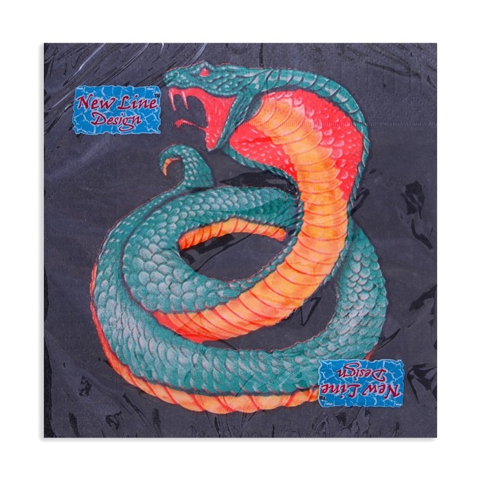 Новогодние салфетки бумажные New Line Design &laquo;Змея на чёрном&raquo; 3 слоя, 33х33 см, 20 шт