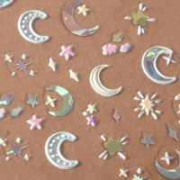 Наклейки для ногтей &laquo;Луна и звёзды&raquo;, объёмные, разноцветные/голографические