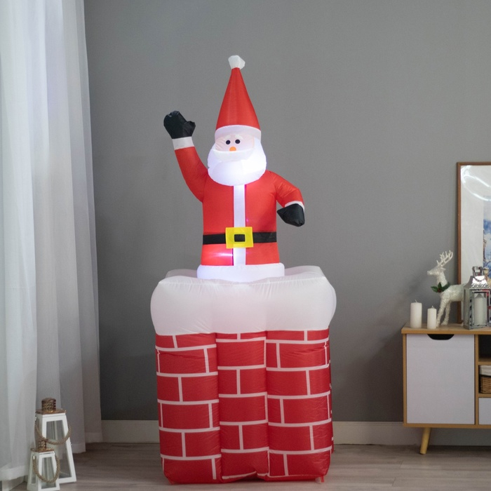 Надувная фигура "Дед Мороз" вылезает из трубы, 150 см