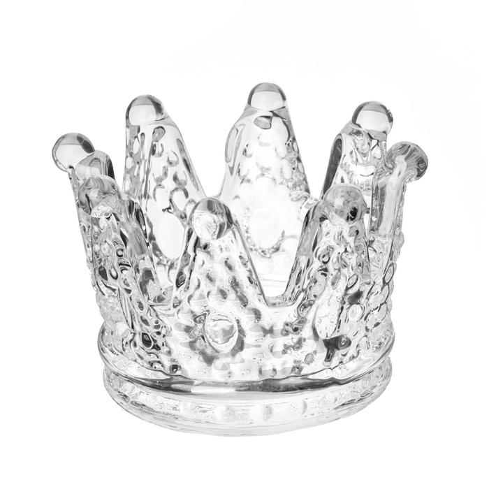 Подсвечник стекло на 1 свечу Подсвечник стекло на 1 свечу "Корона" прозрачный 5х7х7 см