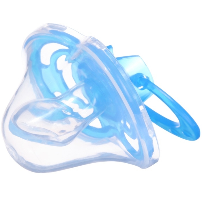 Соска - пустышка силиконовая ортодонтическая &laquo;Бантик&raquo;, от 3 мес., с колпачком, цвет голубой