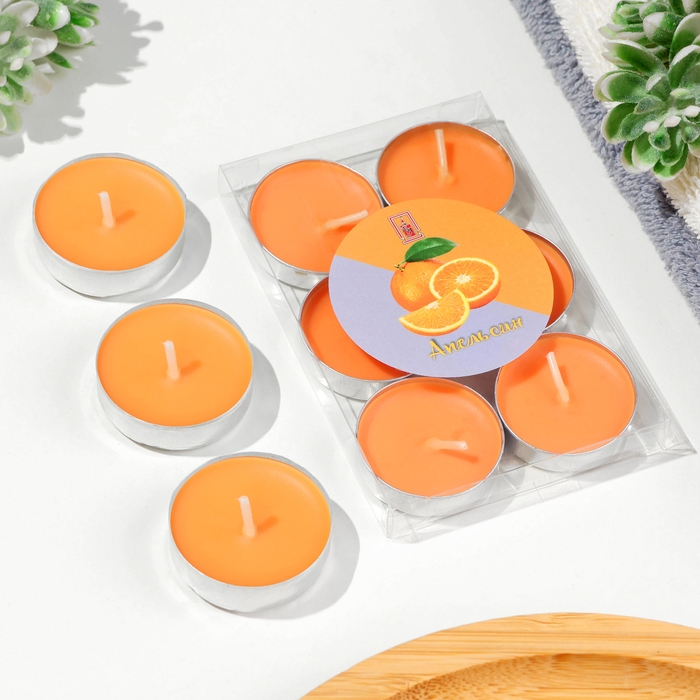 Набор свечей чайных ароматических, 6 шт, апельсин Набор свечей чайных ароматических, 6 шт, апельсин
