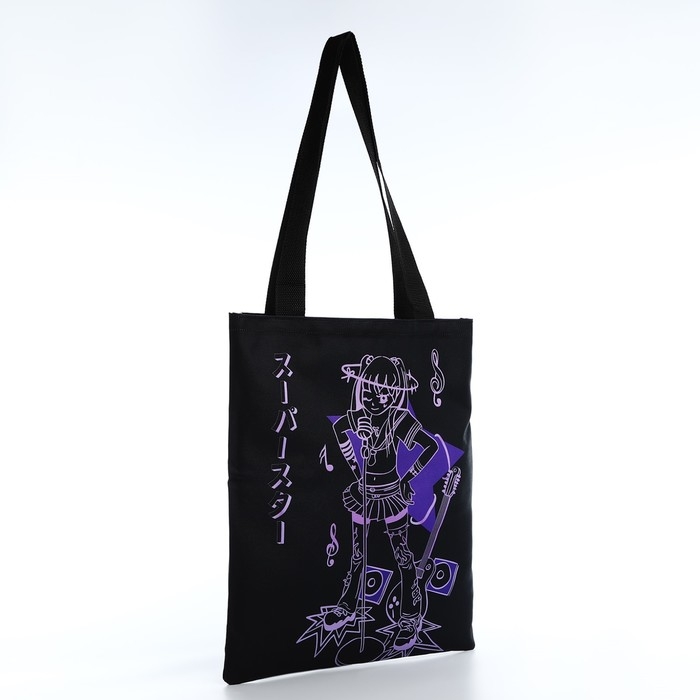 Шопер &laquo;Аниме&raquo; 35х0.5х40 см, отд без молнии, без подклада, чёрный