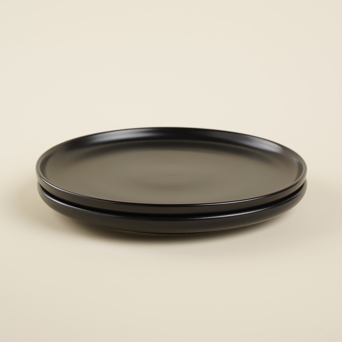 Набор тарелок фарфоровых SL Home &laquo;Дарк&raquo;, d=18 см, цвет чёрный