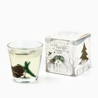 Новогодняя свеча гелевая в стакане с декором внутри &laquo;Новый год: Еловый лес&raquo; 5 х 5 х 6 см