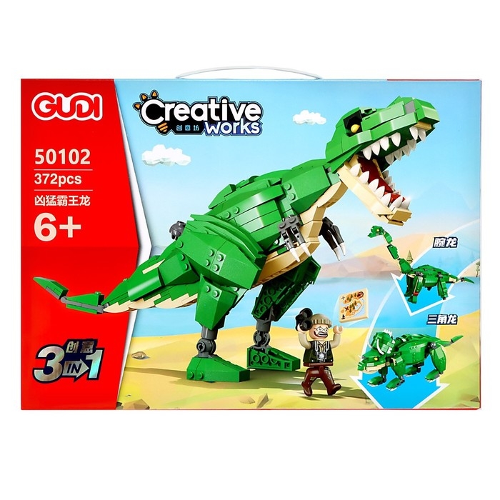 Конструктор Дино &laquo;Т-Рекс&raquo;, 3 в 1, 372 детали