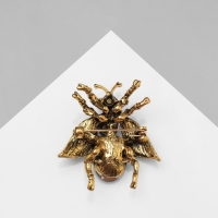 Брошь &laquo;Муха&raquo; крупная, цвет тёмно-синий в чернёном золоте