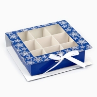 Коробка под 9 конфет с ячейками «Снежинки» 14.8 х 13.5 х 3.5 см, Новый год Коробка под 9 конфет с ячейками «Снежинки» 14.8 х 13.5 х 3.5 см, Новый год
