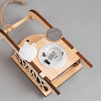 Ёлочная игрушка &laquo;Сани с Дедом Морозом и машиной&raquo;, от батареек, свечение RGB