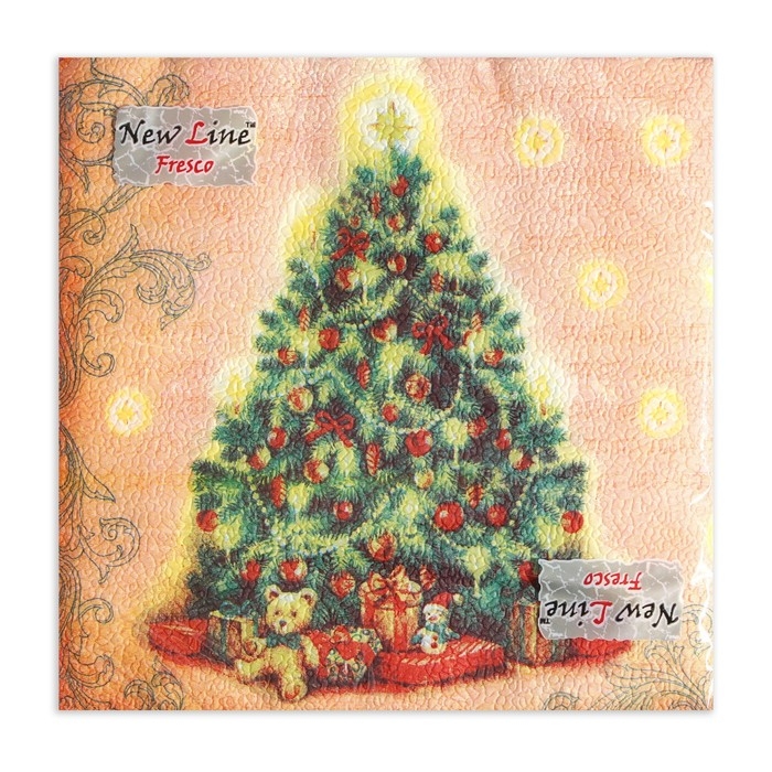 Новый год. Салфетки бумажные New Line Fresco &laquo;Ёлка&raquo;, 33х33 см, 2 слоя 20 листов