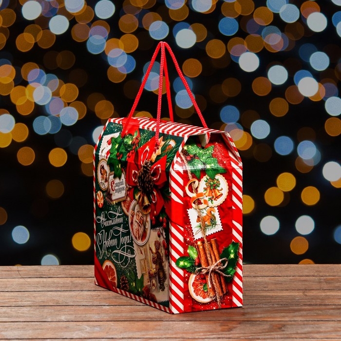 Коробка подарочная складная Коробка подарочная складная "Изумрудный Винтаж" 23 х 10 х 22 см. Новый год