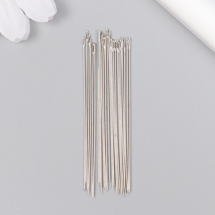 Иглы для бисера металл в пластиковой коробке набор 25 шт &Oslash; 0,46 мм