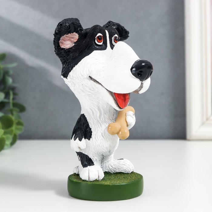 Сувенир полистоун подставка под очки "Пёсик с косточкой" 13,5х8х7,5 см