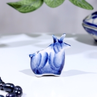 Сувенир гжель «Коза», бело-синий,керамика, Сувенир гжель «Коза», бело-синий,керамика,