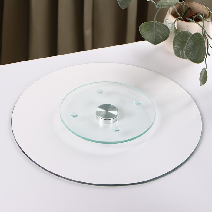 Подставка стеклянная для торта вращающаяся Доляна &laquo;Маффин&raquo;, d=32 см ㅤ