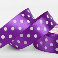 Лента атласная &laquo;Горох&raquo;, 25 мм &times; 23 &plusmn; 1 м, цвет фиолетовый №154