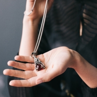 Кулон-амулет &laquo;Помпеи&raquo; дракон, цвет красный в чернёном серебре, 70 см