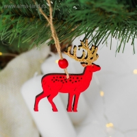 Новогодняя подвеска &laquo;Золотой олень&raquo;, цвет красный
