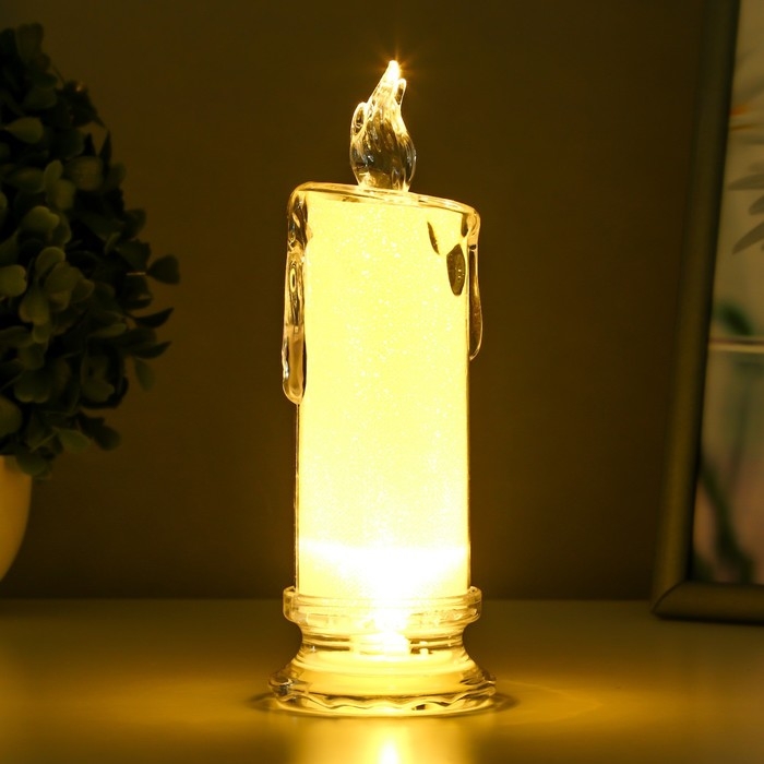 Ночник " Свеча" LED 3000К от батареек белый 6.8х6.8х19.5 см