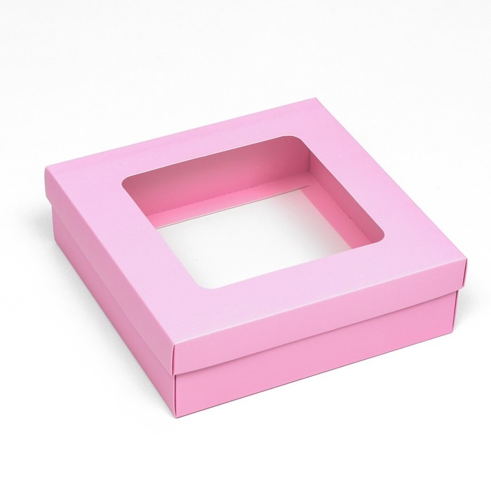 Коробка подарочная складная, упаковка, крышка-дно, розовая, с окном 20 х 20 х 6 см Коробка подарочная складная, упаковка, крышка-дно, розовая, с окном 20 х 20 х 6 см