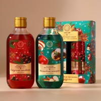 Новогодний подарочный набор косметики &laquo;Волшебные ароматы&raquo;, гель для душа и пена для ванны, 2 х 300 мл, аромат яблочный пунш и вишнёвый пирог, Новый Год
