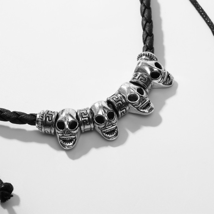 Кулон на шнурке &laquo;Унисекс&raquo; череп с бусинами, длина регулируется, 35 см