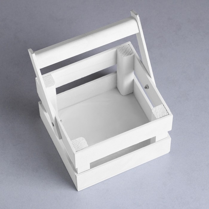 Кашпо деревянное 12&times;11&times;9 см "Однушка Лайт", двухреечное, белый Дарим Красиво