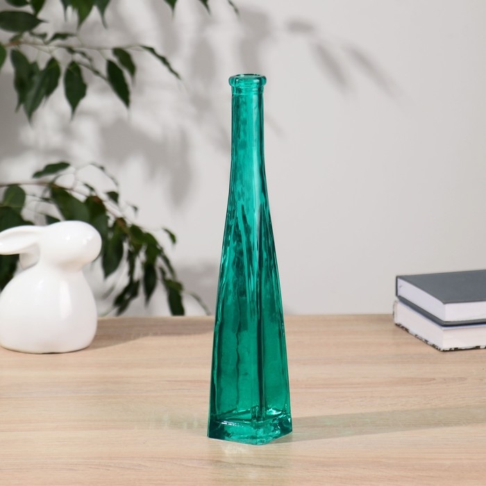 Ваза "Стрелка" четырехгранная, зеленая 29х5,5х5,5 см, 0,2л   микс 1560М