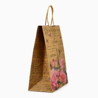 Пакет с клапаном &laquo;С Днём рождения&raquo;, крафт, глиттер, 19,5 &times; 10 &times; 25.2 см