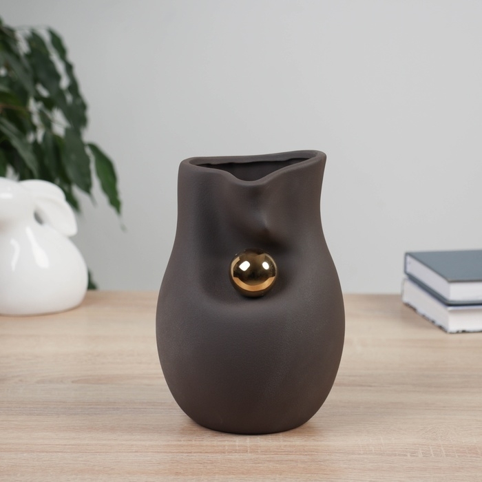 Ваза керамика настольная Ваза керамика настольная "Конор" d-10см, 19,5х12 см, коричневый