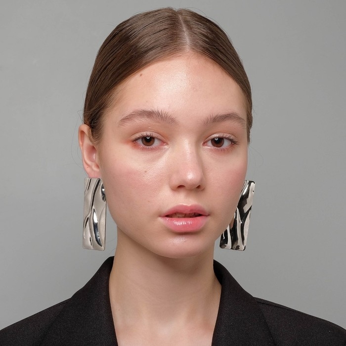 Серьги металл &laquo;Атмосфера&raquo; прямоугольник, цвет серебро