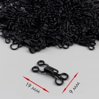 Крючок пришивной №3, 19 &times; 9 мм, 100 шт, цвет чёрный