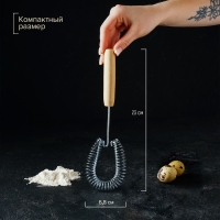 Венчик для взбивания с деревянной ручкой &laquo;Пружина&raquo;, 28 х 7,5 х 2 см