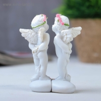 Сувенир полистоун "Целующиеся ангелочки в розовых веночках" набор из 2 штук 8,3х5х4,8 см Сувенир полистоун "Целующиеся ангелочки в розовых веночках" набор из 2 штук 8,3х5х4,8 см