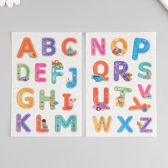 Наклейка бумага "Интересный алфавит" набор 6 листов 18,6х10 см