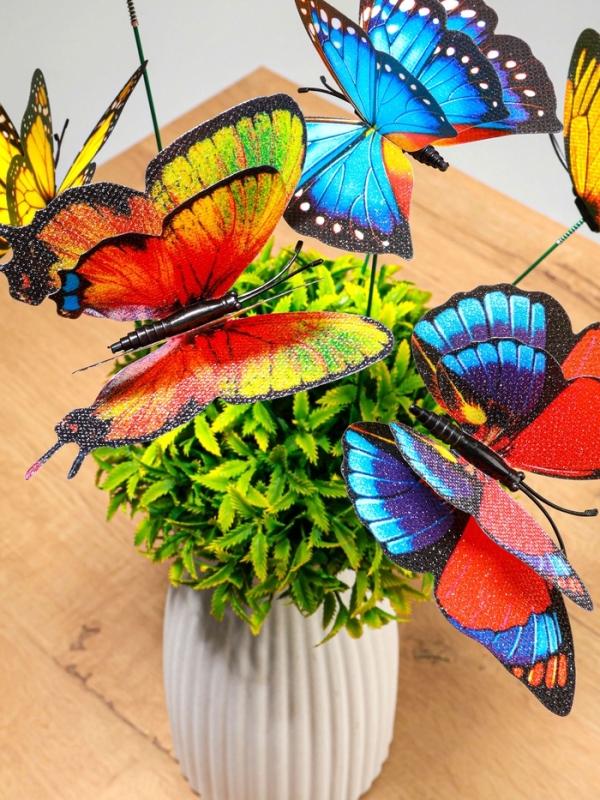 Набор штекеров "Бабочки двойные с блестками" в наборе 15шт, 10см