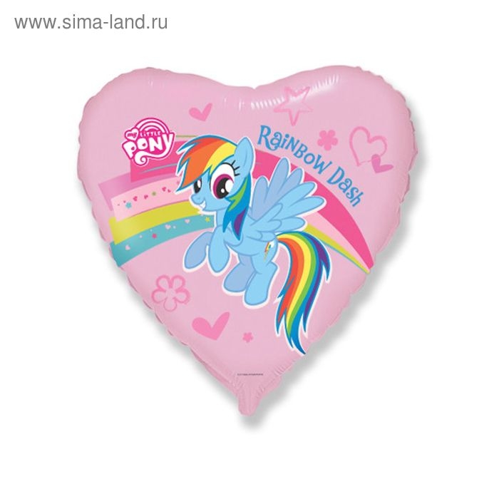 Шар фольгированный 18" &laquo;Пони, радуга&raquo;, сердце