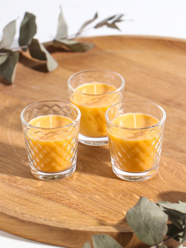 Свеча ароматическая в стакане (набор 3 шт) по 50 мл, 10 ч, 32 гр, МОЛОКО-МЁД Свеча ароматическая в стакане (набор 3 шт) по 50 мл, 10 ч, 32 гр, МОЛОКО-МЁД