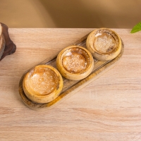 Набор розеток на подносе "Пряник" (3 шт) дерево манго 33,5х13х6,5 см