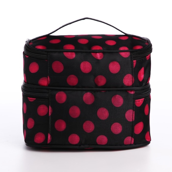 Косметичка, 2 отдела на молниях, с ручкой, цвет чёрный/розовый Косметичка, 2 отдела на молниях, с ручкой, цвет чёрный/розовый